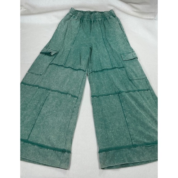 GiGio USA Pants - Wide Leg Cargo Pants in Teal Green
